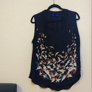 Black bird print shirt